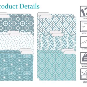 Better Office Products Decorative File Folders, 12 Pack, 6 Unique Designs, Heavyweight, Letter Size (9.5 x 11.5″) with 1/3 Cut Tab, Soft Hue Floral Designs, Fashion Folders
