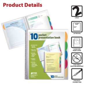 Better Office Products 10 Pocket Poly Presentation Folder With Tabs, 2 Count - Image 3