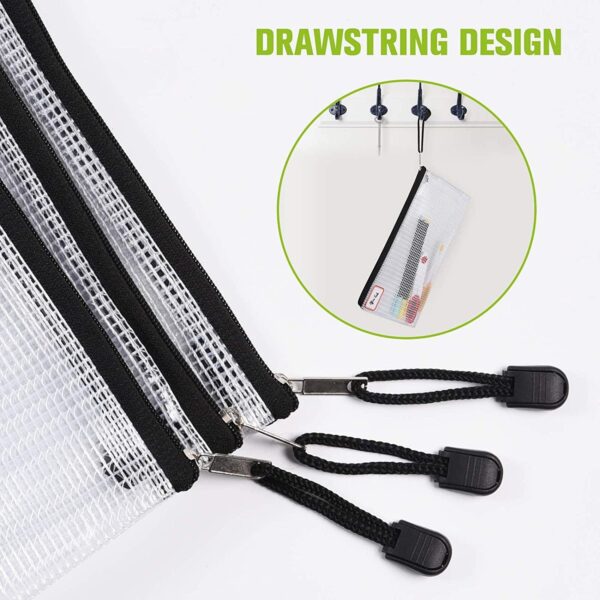 Mesh Zipper Pouch, 6PCS Waterproof Plastic Mesh ZipperBag, A5 Size Tear-Resistant Document Pouch, Extra Large Zip File Bags, for School Office Supplies Home Travel Storage(9.4×7.1 Inch)