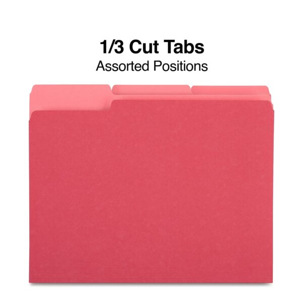 MyOfficeInnovations Colored File Folders 1/3-Cut Tab Letter Size Red 100/Box (224519)