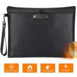 HOMEYA 14″ x 10″ Large Fireproof Document Bag with Lock & Zip, Waterproof Fire Proof Safe Money Pouch for Important Paper, Cash, Tablet and Jewelry