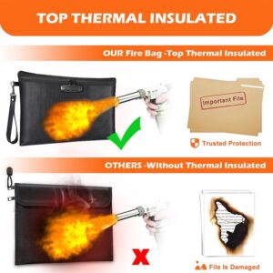 HOMEYA 14″ x 10″ Large Fireproof Document Bag with Lock & Zip, Waterproof Fire Proof Safe Money Pouch for Important Paper, Cash, Tablet and Jewelry