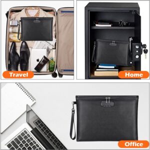 HOMEYA 14″ x 10″ Large Fireproof Document Bag with Lock & Zip, Waterproof Fire Proof Safe Money Pouch for Important Paper, Cash, Tablet and Jewelry