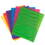 JAM Paper Plastic Heavy Duty 3 Hole Folders, 9.5 x 11.625, Assorted Colors, 6/Pack