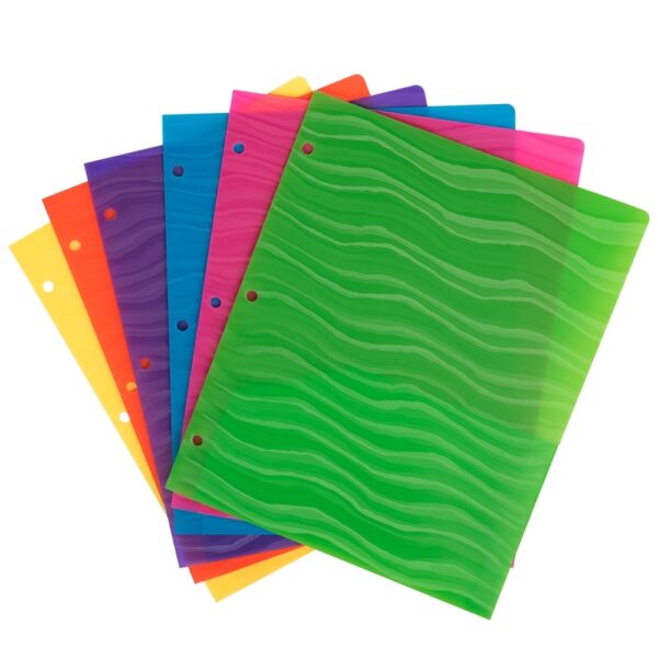 JAM Paper Plastic Heavy Duty 3 Hole Folders, 9.5 x 11.625, Assorted Colors, 6/Pack