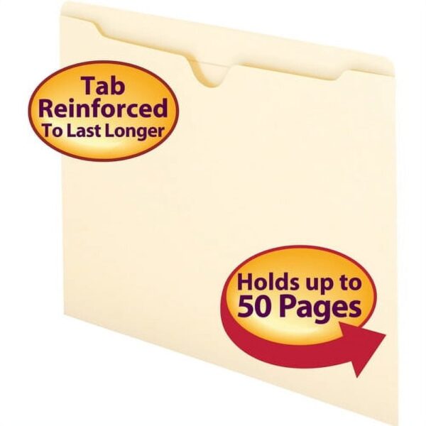 Smead File Jackets Letter – 8 1/2″ x 11″ Sheet Size – Straight Tab Cut – 11 pt. Folder Thickness – Manila – Manila – 1.33 oz – Recycled – 100 / Box
