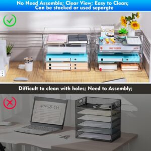 Upgrade Paper Organizer Letter Tray, 4 Pack Acrylic Stackable Desk File Organizer,Clear File Organizer for Desk, Office Organizer for File Paper, Ipad, Letter, A4 Office File, Books,Paper Folder - Image 3