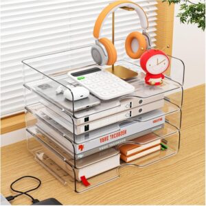 Upgrade Paper Organizer Letter Tray, 4 Pack Acrylic Stackable Desk File Organizer,Clear File Organizer for Desk, Office Organizer for File Paper, Ipad, Letter, A4 Office File, Books,Paper Folder - Image 4