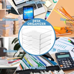 Upgrade Paper Organizer Letter Tray, 4 Pack Acrylic Stackable Desk File Organizer,Clear File Organizer for Desk, Office Organizer for File Paper, Ipad, Letter, A4 Office File, Books,Paper Folder - Image 7