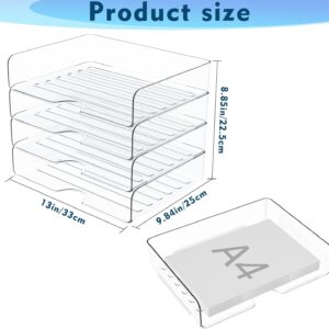 Upgrade Paper Organizer Letter Tray, 4 Pack Acrylic Stackable Desk File Organizer,Clear File Organizer for Desk, Office Organizer for File Paper, Ipad, Letter, A4 Office File, Books,Paper Folder - Image 8