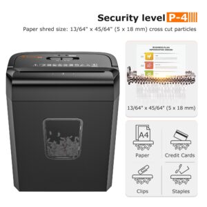 Bonsaii 6-Sheet Cross Cut Paper Shredder with 3.4 Gallon Wastebasket