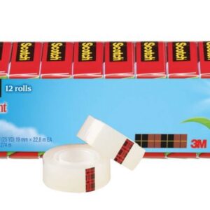 Scotch 612-12P 1 in. Core 0.75 in. x 75 ft. Transparent Greener Tape (12-Piece/Pack) - Image 2
