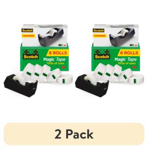 Scotch Magic Tape, Clear, 3/4" x 1000", 6 Rolls with Black Dispenser - Image 10