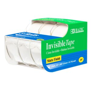 BAZIC InvisibleTape w/ Dispenser 3/4″ X 500″, Matte Finish, (3/Pack), 24-Pack