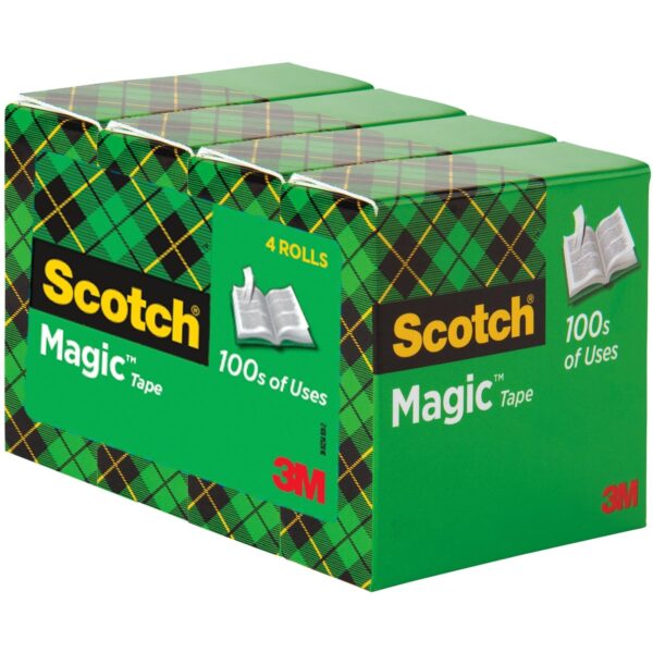 Scotch Magic Invisible Tape, 3/4″ x 1000″, Clear, Pack of 4 rolls