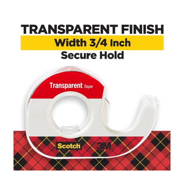Scotch Transparent Tape Dispenser Tape, Clear, 3/4 in x 300 in, 3 Dispensers