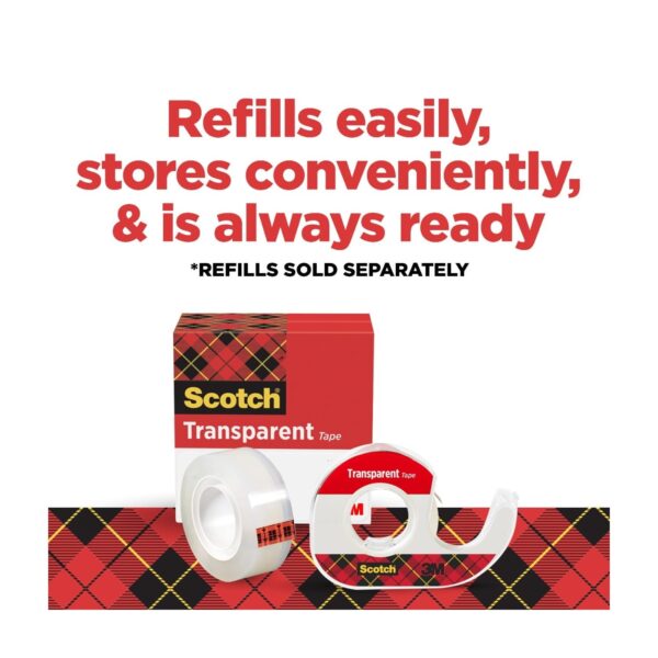 Scotch Transparent Tape Dispenser Tape, Clear, 3/4 in x 300 in, 3 Dispensers