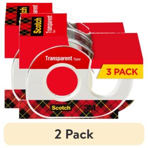 Scotch Transparent Tape Dispenser Tape, Clear, 3/4 in x 300 in, 3 Dispensers
