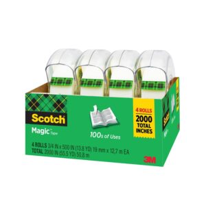 Scotch Magic Tape Dispensers, Clear, Matte, 3/4 in. x 500 in., 4 Dispensers - Image 9