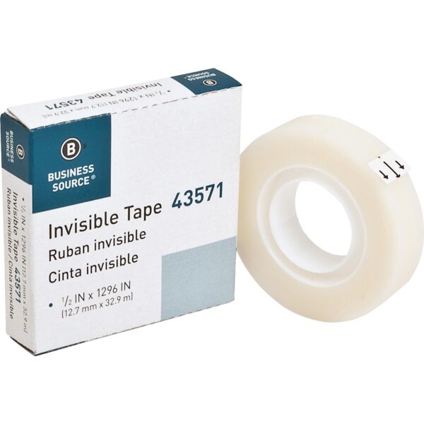 Business Source 1/2″ Invisible Tape Refill Roll, Clear, 1 / Roll (Quantity)