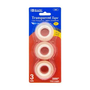 BAZIC Transparent Tape Refill 3/4″ X 1000″, Glossy Finish, (3/Pack), 1-Pack