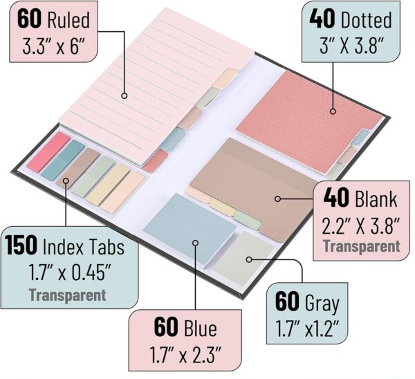 Mr. Pen- Sticky Note Set, 410 Pack, Pastel Colors, Sticky Notes Tabs, Divider Sticky Notes