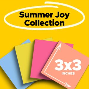 Post-it Super Sticky Notes, 3 in x 3 in, Summer Joy, 4 Pads