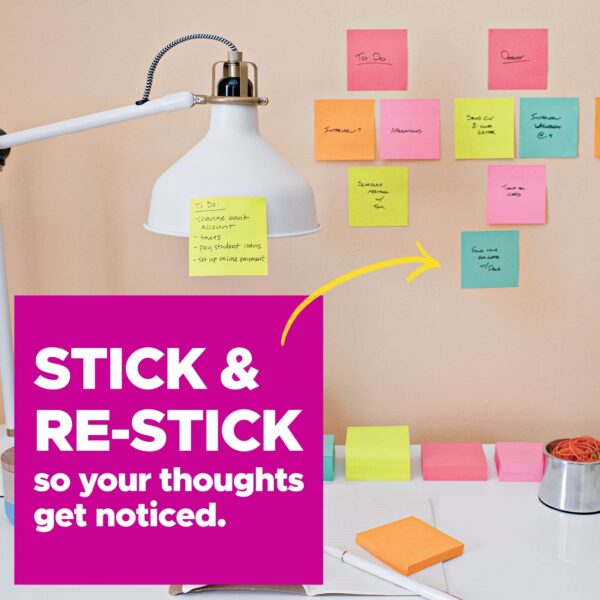 Post-it Super Sticky Notes, 3 in x 3 in, Summer Joy, 4 Pads