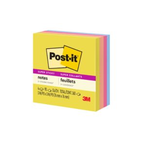 Post-it Super Sticky Notes, 3 in x 3 in, Summer Joy, 4 Pads