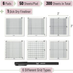 Mr. Pen 3x3in Transparent Graph Paper Sticky Notes, 6 Pads