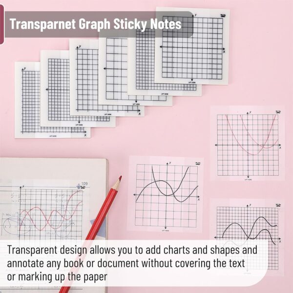 Mr. Pen 3x3in Transparent Graph Paper Sticky Notes, 6 Pads