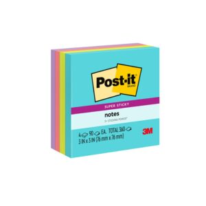 Post-it Super Sticky Notes, 3 in. x 3 in., Supernova Neons, 4 Pads - Image 1