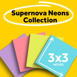 Post-it Super Sticky Notes, 3 in. x 3 in., Supernova Neons, 4 Pads - Image 2