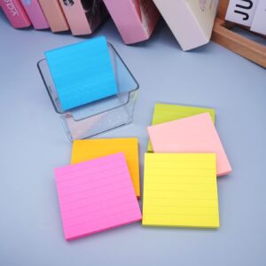 6 Pads Pop Up Sticky Notes with Lined 3×3 inch Refills,6 Bright Color Accordion Sticky Notes with Lines,Self-Stick Pads Easy to Post,z fold Sticky Notes,Clear Plastic Sticky Note Holder for Desk