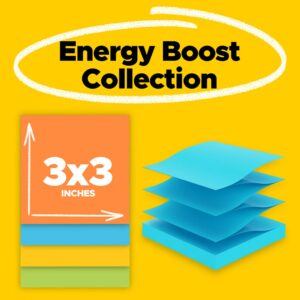 Post-it Super Sticky Dispenser Pop-up Notes, 3 in. x 3 in., Energy Boost, 4 Pads