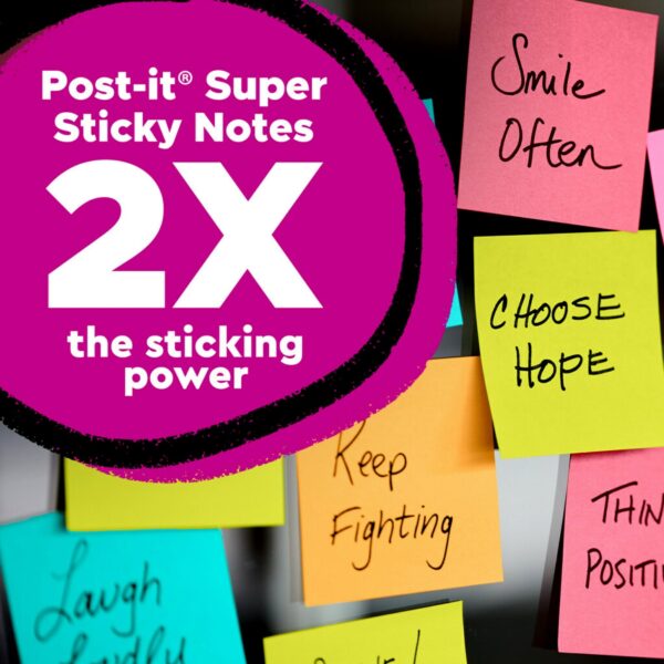 Post-it Super Sticky Dispenser Pop-up Notes, 3 in. x 3 in., Energy Boost, 4 Pads