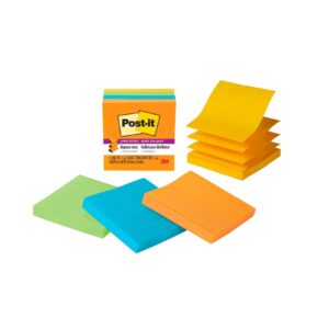 Post-it Super Sticky Dispenser Pop-up Notes, 3 in. x 3 in., Energy Boost, 4 Pads