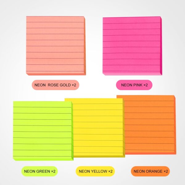 Skycase Sticky Notes Line, 10Pads Colored Sticky Notes, Padded Sticky Notes, Self-Adhesive Notes Line Colorful Post Memos for Office and Home