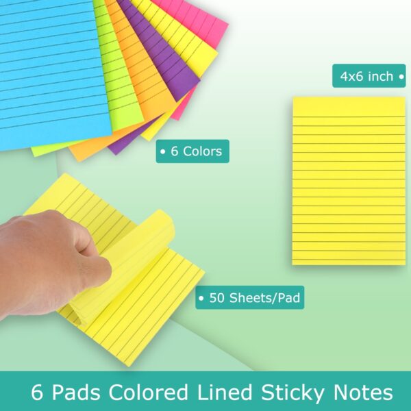 Skycase Sticky Notes Line, 10Pads Colored Sticky Notes, Padded Sticky Notes, Self-Adhesive Notes Line Colorful Post Memos for Office and Home