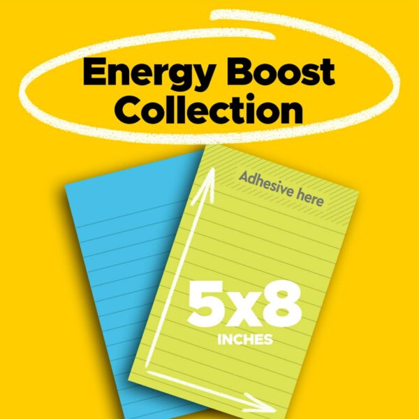 Post-it Super Sticky Notes, Lined, 5 in x 8 in, Green and Blue, 2 Pads