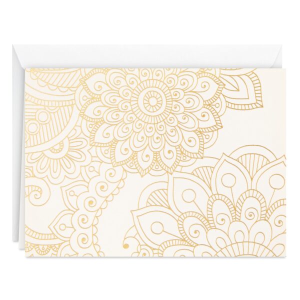 Hallmark Blank Notes (Gold Floral Mandala), Pack of 12