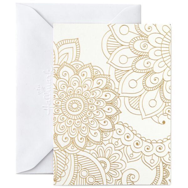 Hallmark Blank Notes (Gold Floral Mandala), Pack of 12