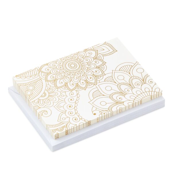 Hallmark Blank Notes (Gold Floral Mandala), Pack of 12