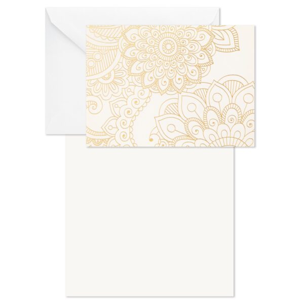Hallmark Blank Notes (Gold Floral Mandala), Pack of 12