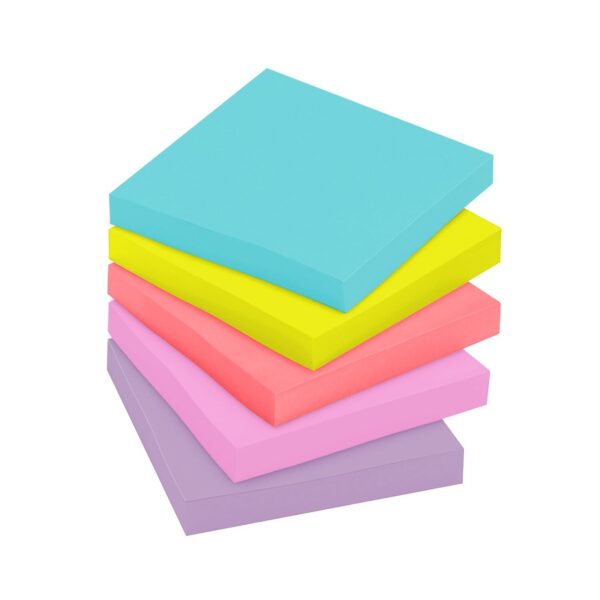 Post-it Super Sticky Notes, 3 in. x 3 in., Supernova Neons, 12 Pads