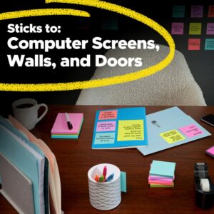 Post-it Super Sticky Notes, Lined, 4 in x 4 in, Assorted Brights, 3 Pads