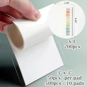 Transparent Sticky Notes Pads, Clear Sticky Notes 3″x 3″ for Books Message Reminder, Waterproof self-Adhesive Translucent Sticky Notes, 700Pcs