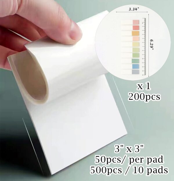Transparent Sticky Notes Pads, Clear Sticky Notes 3″x 3″ for Books Message Reminder, Waterproof self-Adhesive Translucent Sticky Notes, 700Pcs