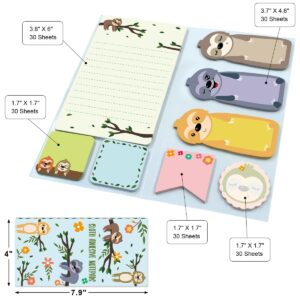 Sloth Sticky Notes Set Sticky Notepads 240 Sheets Book Notes for Sloth Lovers Kids Office School Friends Gifts Lazy Day Small Gifts