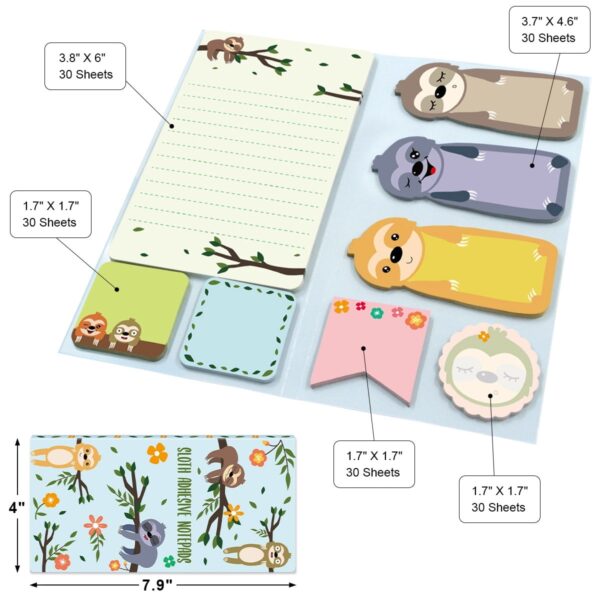 Sloth Sticky Notes Set Sticky Notepads 240 Sheets Book Notes for Sloth Lovers Kids Office School Friends Gifts Lazy Day Small Gifts